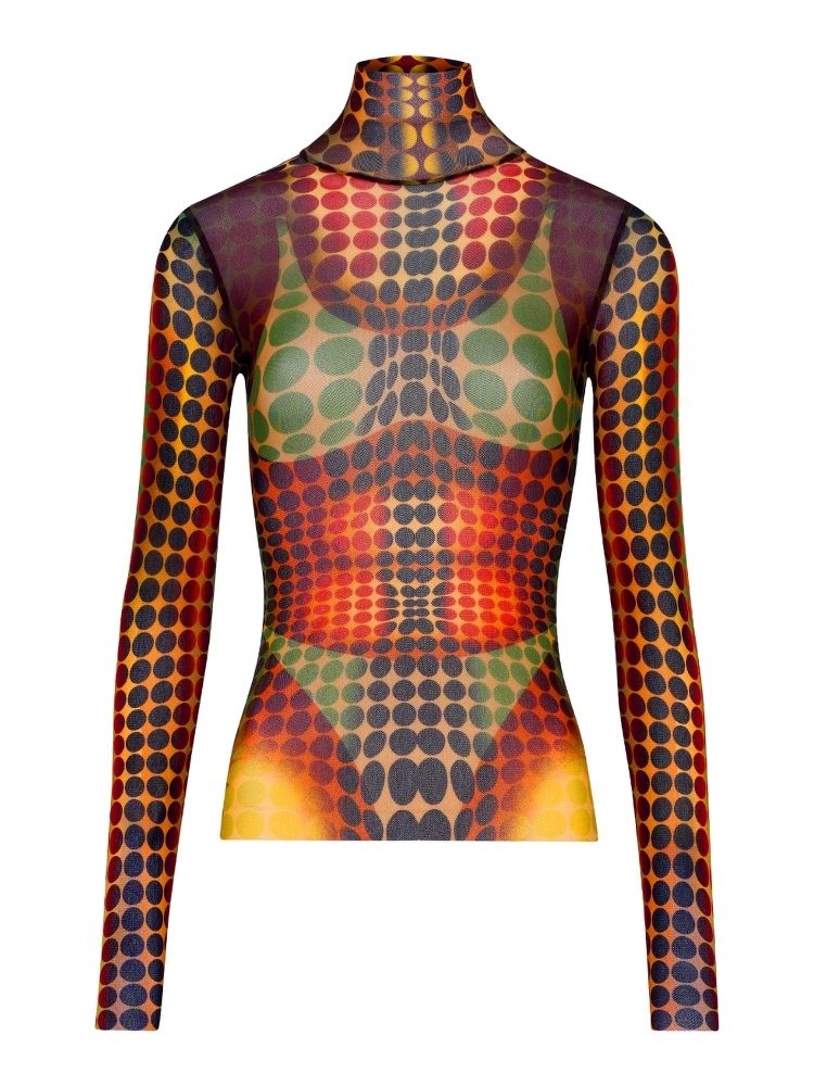 HIGH NECK TOP WITH PRINT
