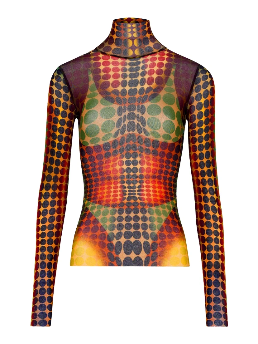 HIGH NECK TOP WITH PRINT