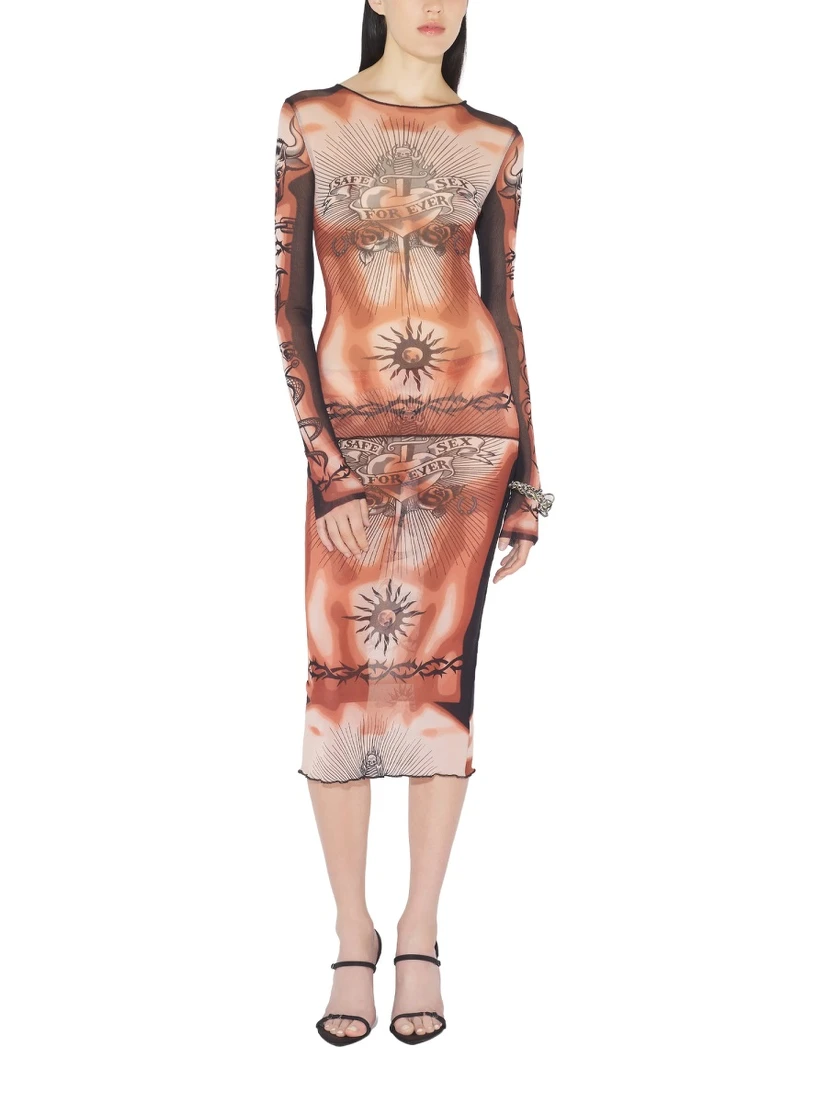 MIDI SKIRT WITH "SAFE SEX TATOO" PRINT