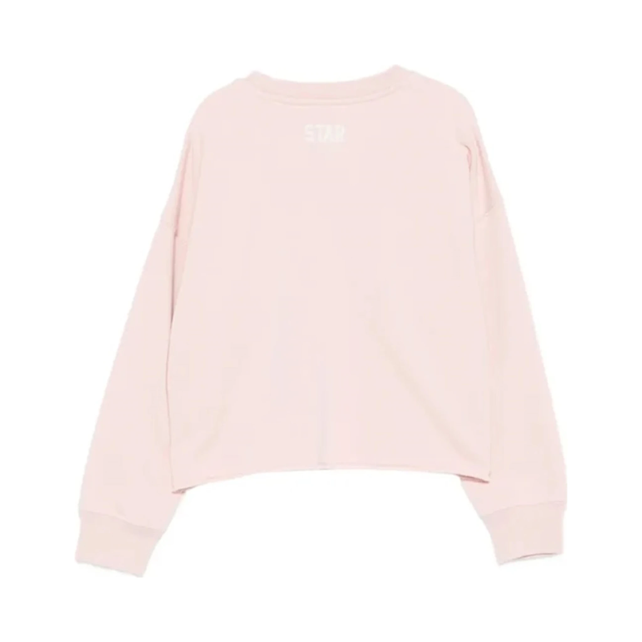 star girl's crewneck crop sweatshirt raw cut hem blend cotton fleece with patch and embroidery