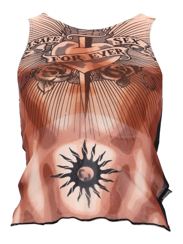 "SAFE SEX TATOO" PRINT TOP