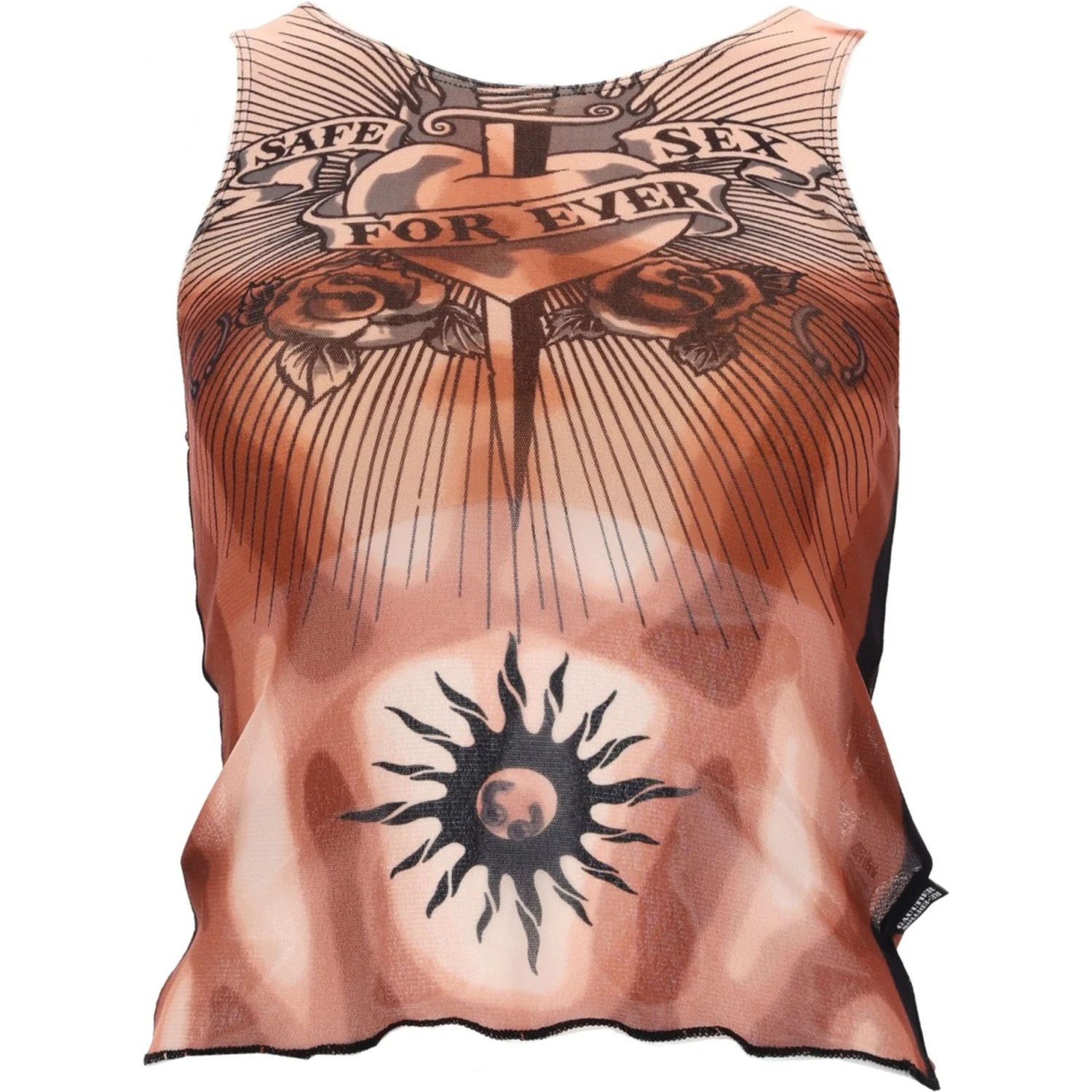 "SAFE SEX TATOO" PRINT TOP