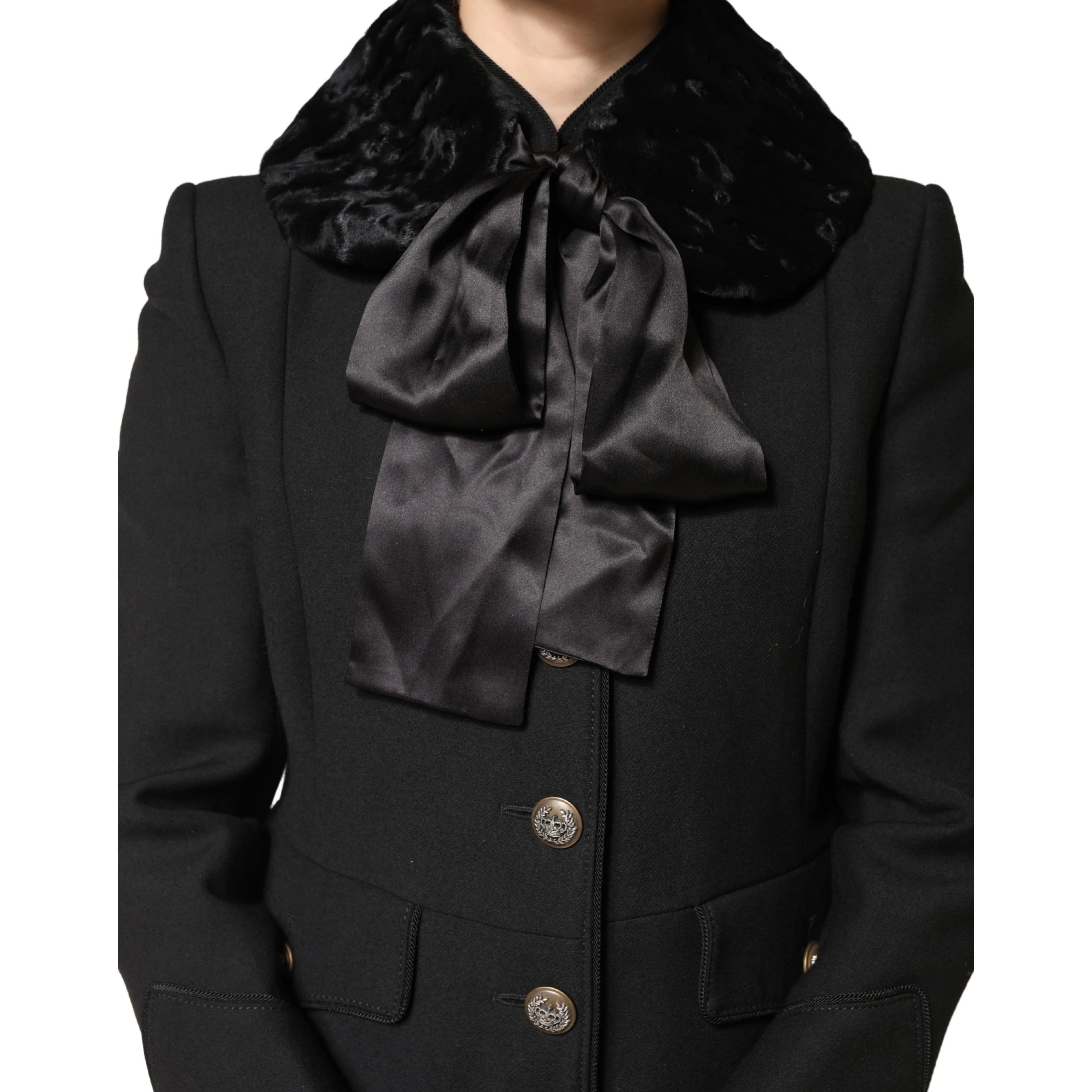 Black Lamb Fur Women Neck Warmer Winter Scarf