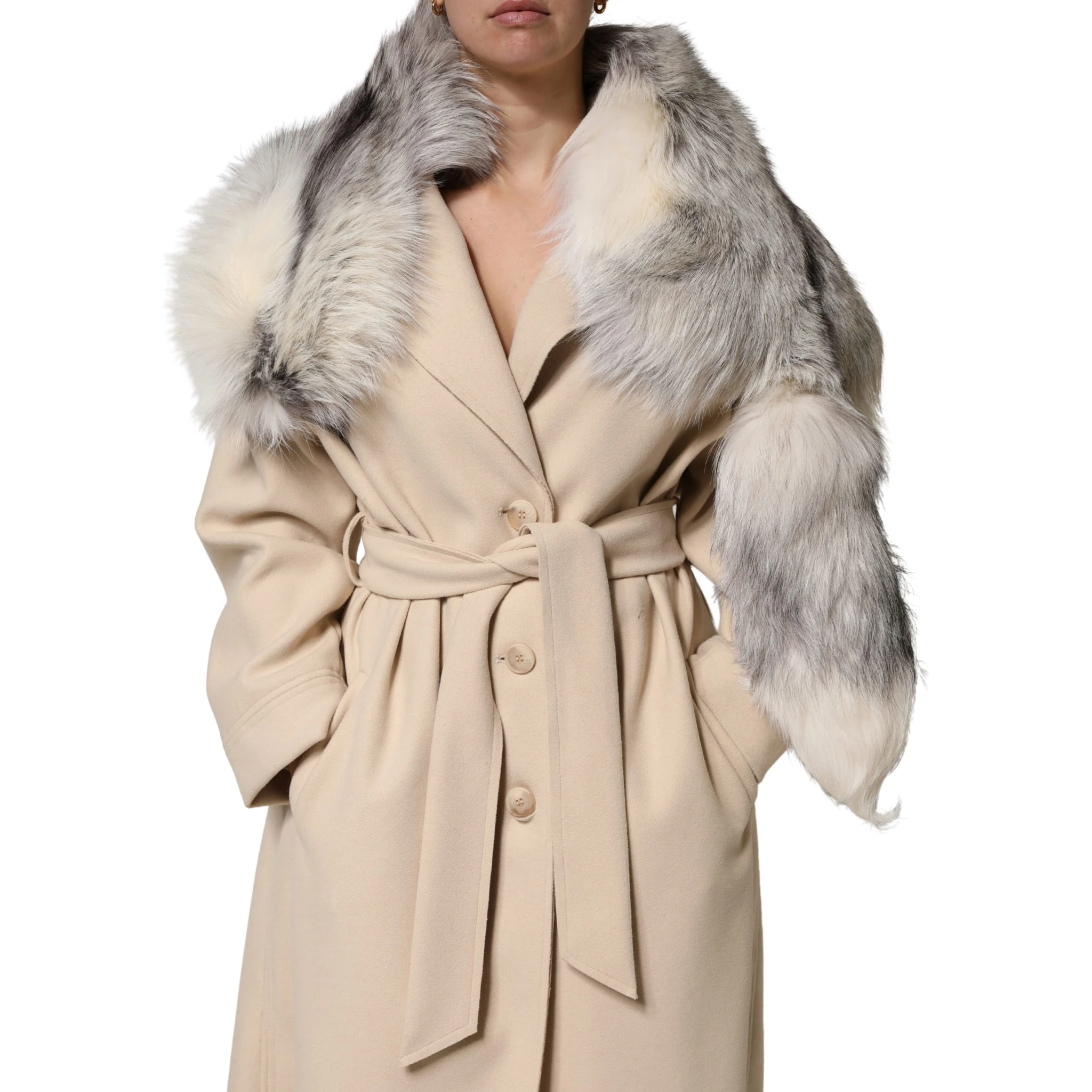 White Fox Fur Neck Wrap Warmer Winter Scarf