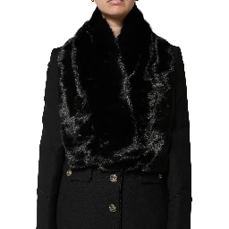 Black Fur Shawl Neck Wrap Cover Collar Scarf