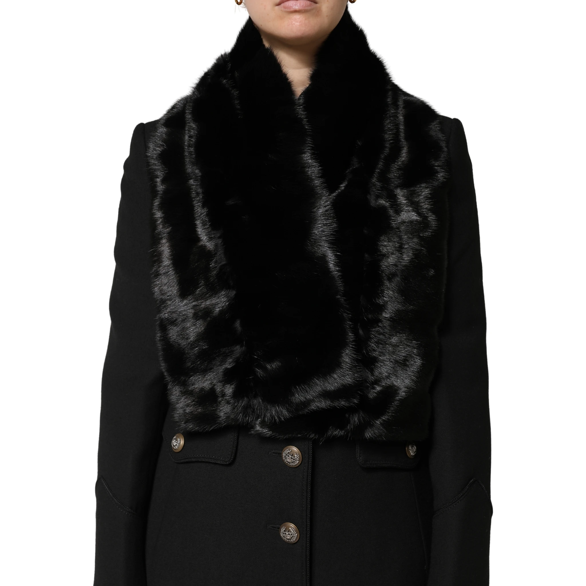 Black Fur Shawl Neck Wrap Cover Collar Scarf