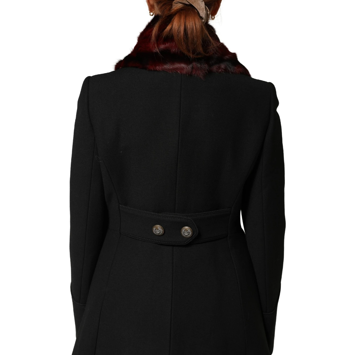 Black Red Stripe Fur Shawl Neck Wrap Scarf