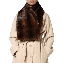 Black Brown Stripe Fur Shawl Wrap Scarf