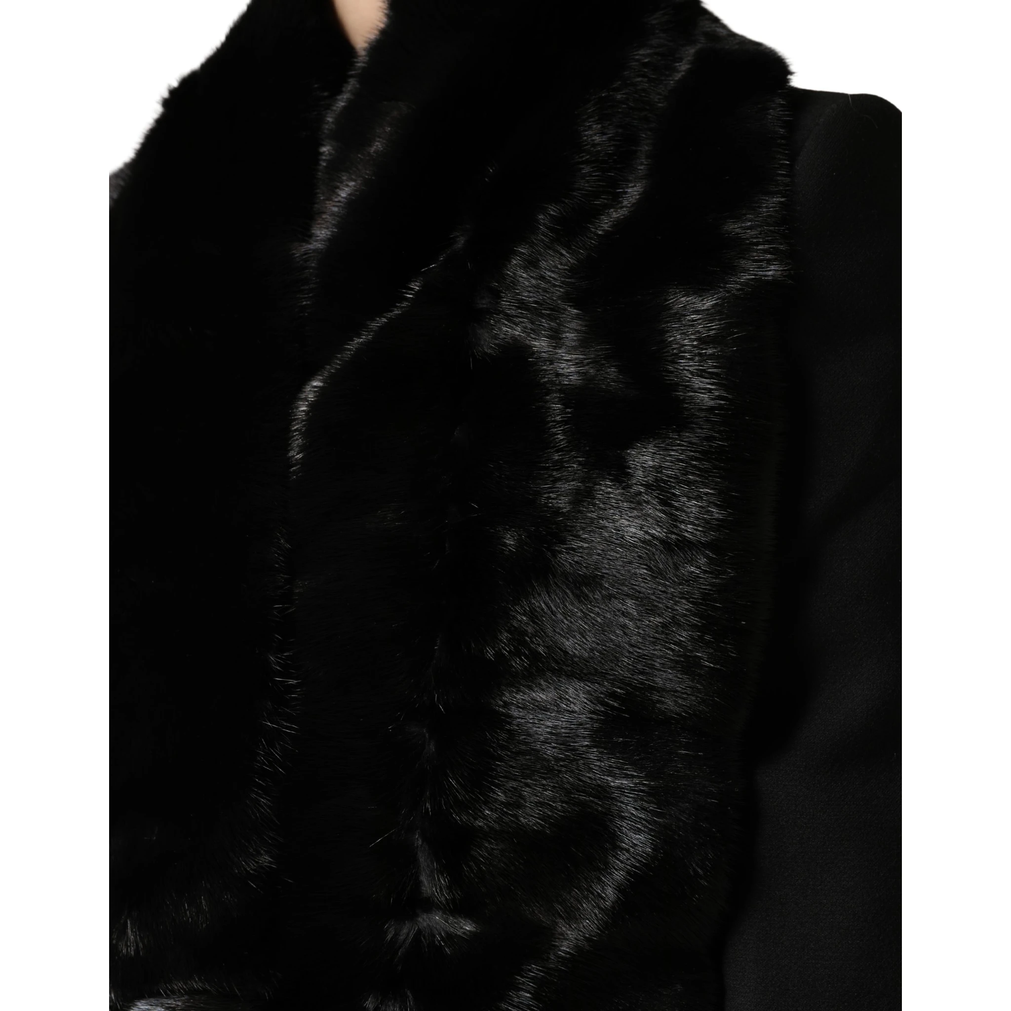 Black Fur Shawl Neck Wrap Cover Collar Scarf
