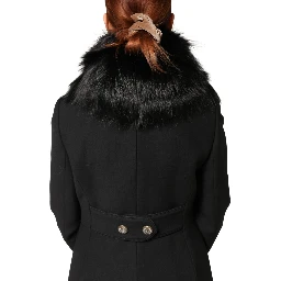 Black Fur Shoulder Collar Wrap Shawl Scarf
