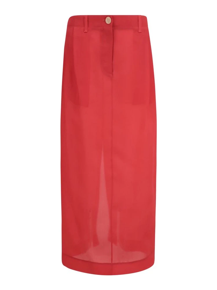 Multicolor Silk Midi Skirt