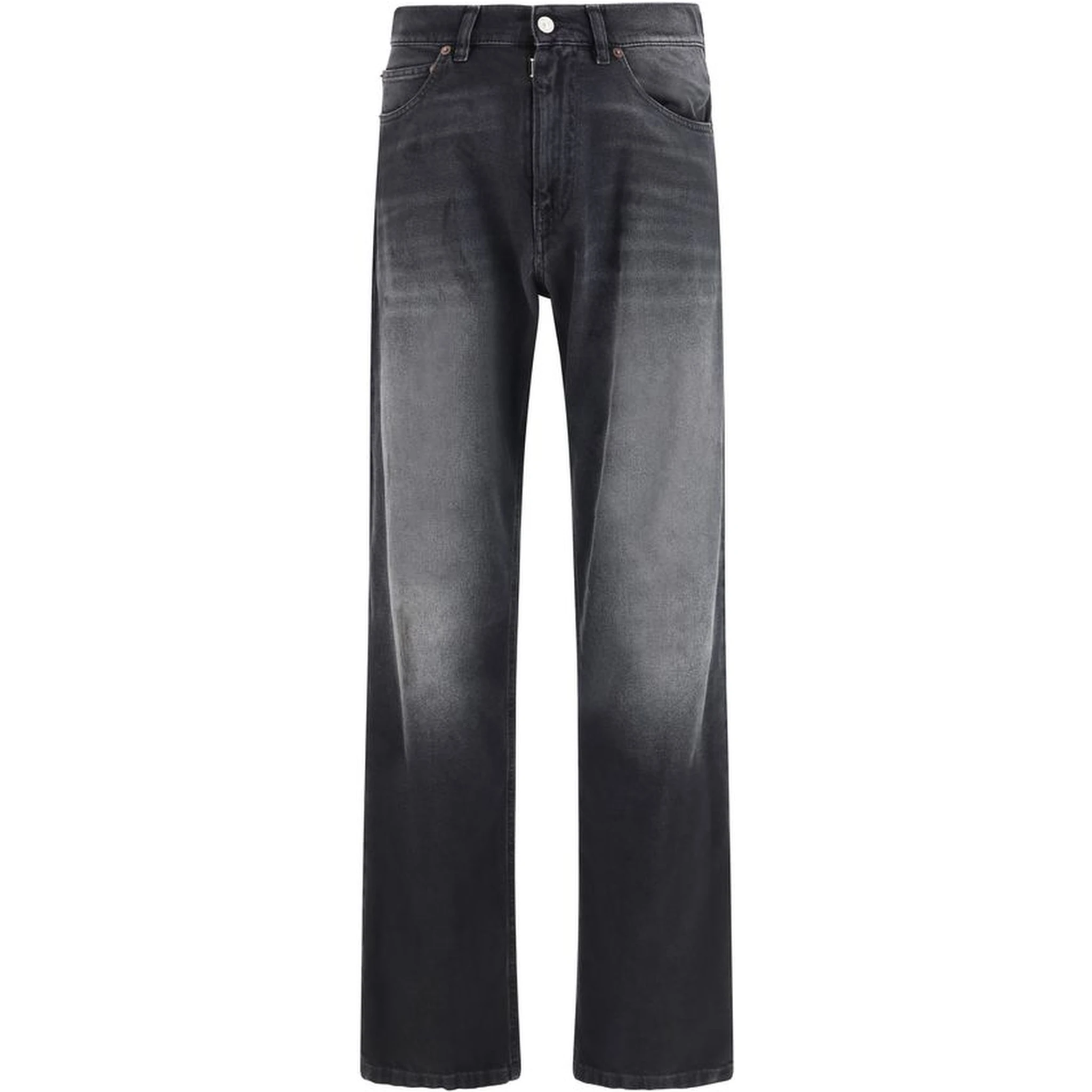 Black Cotton Straight-Leg Jeans