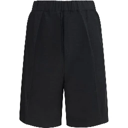 Black Viscose Bermuda Shorts