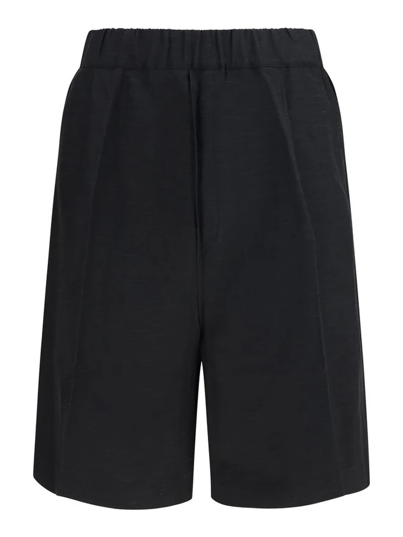 Black Viscose Bermuda Shorts