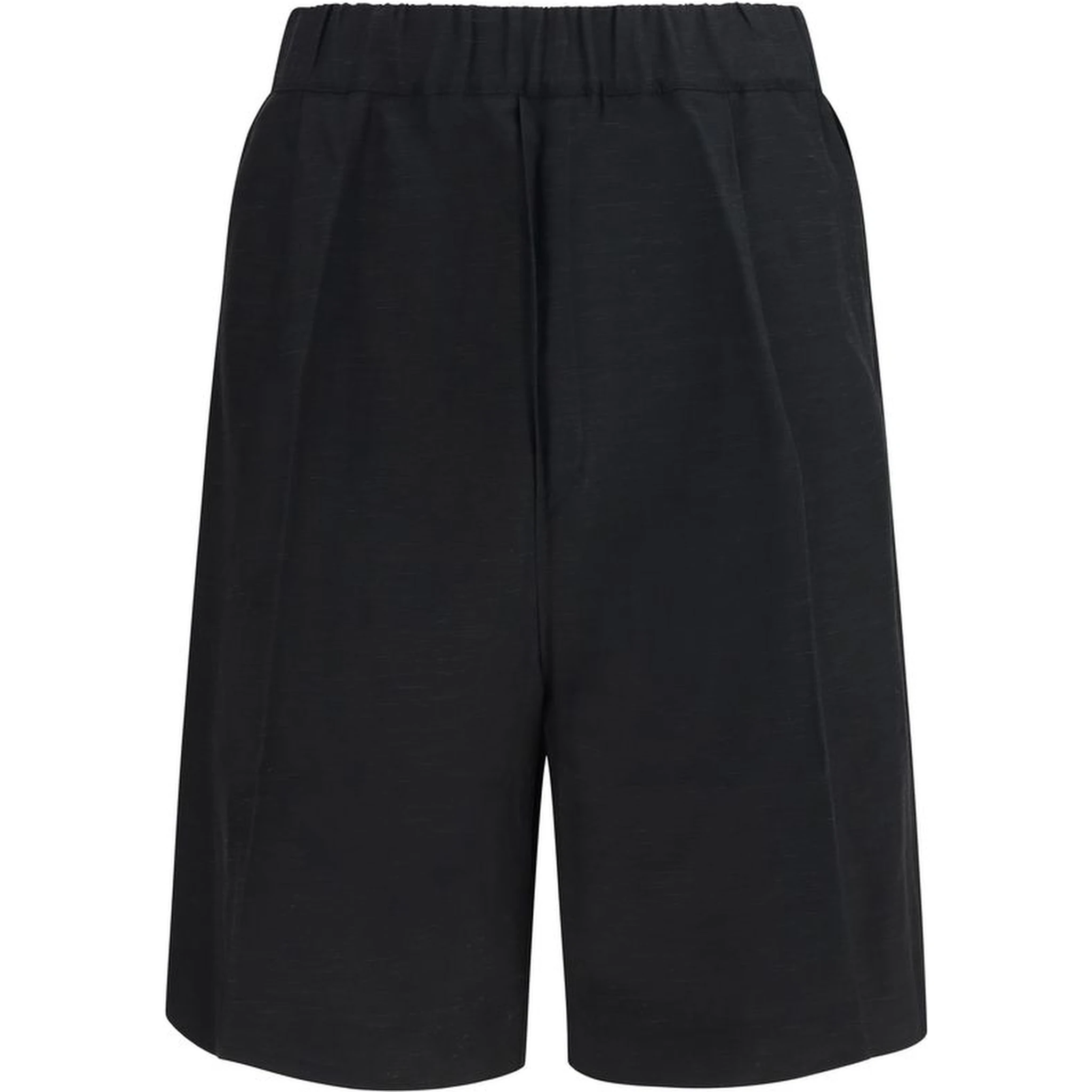 Black Viscose Bermuda Shorts