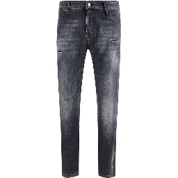 Black Cotton Slim Fit Jeans