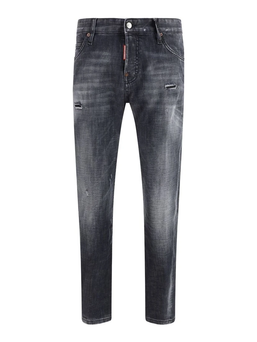 Black Cotton Slim Fit Jeans