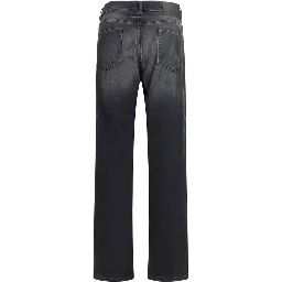 Black Cotton Straight-Leg Jeans
