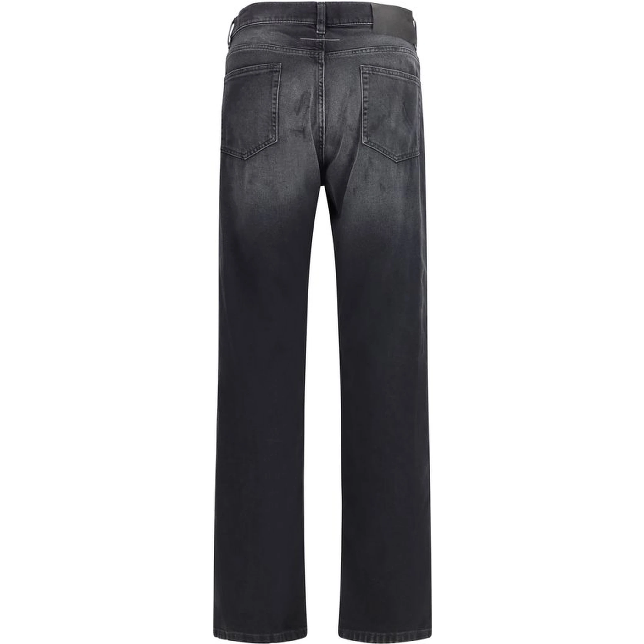 Black Cotton Straight-Leg Jeans