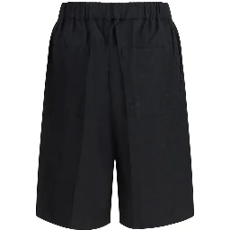 Black Viscose Bermuda Shorts