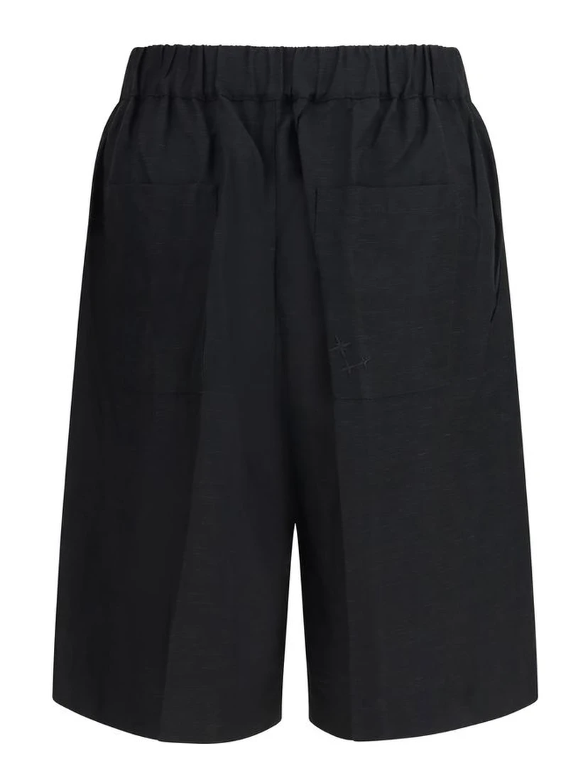 Black Viscose Bermuda Shorts