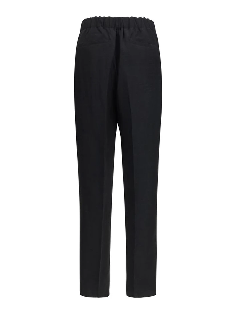 Black Viscose Casual Pants