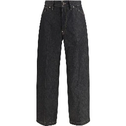 Blue Cotton Straight-Leg Jeans