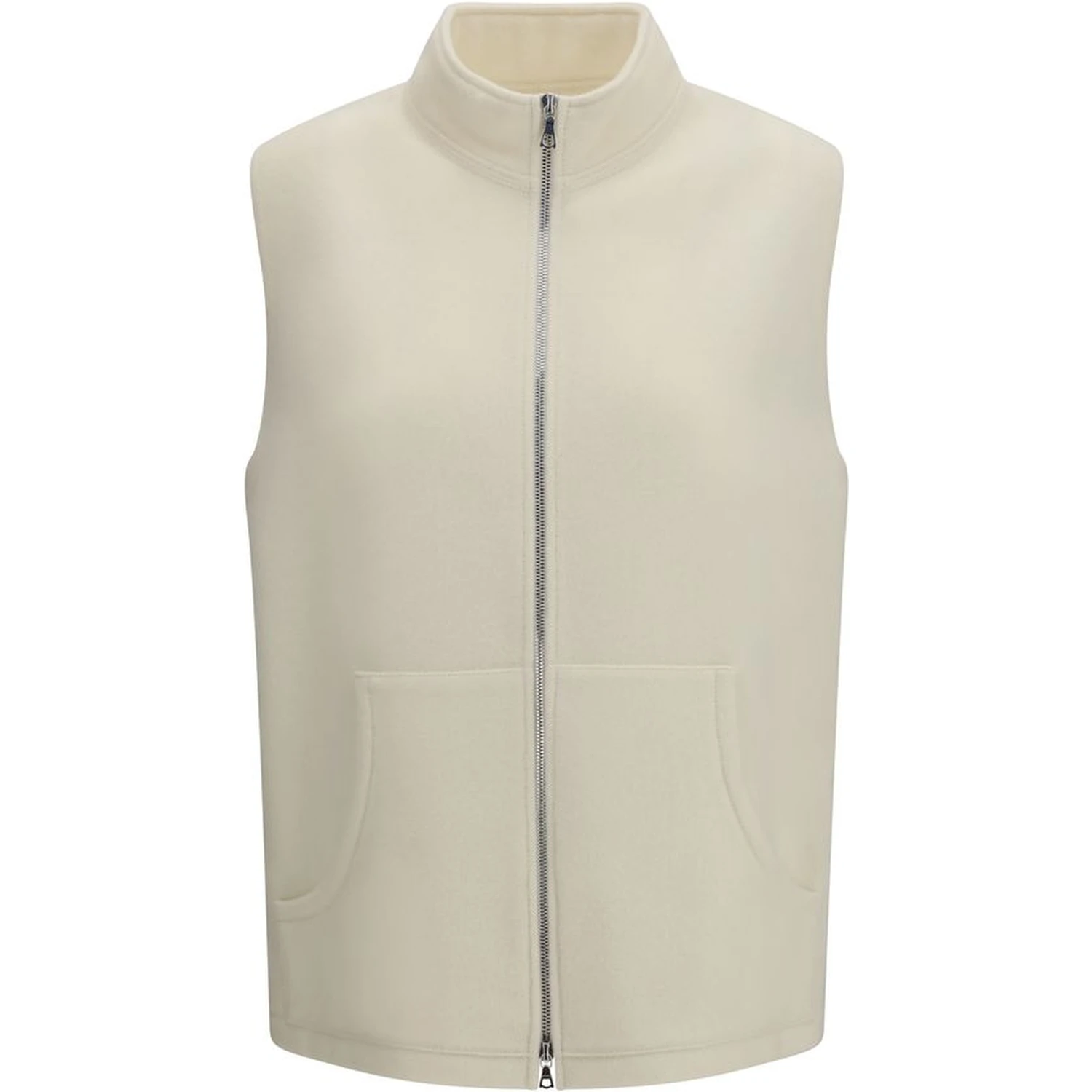 Beige Fleece Wool Sleveless Jacket