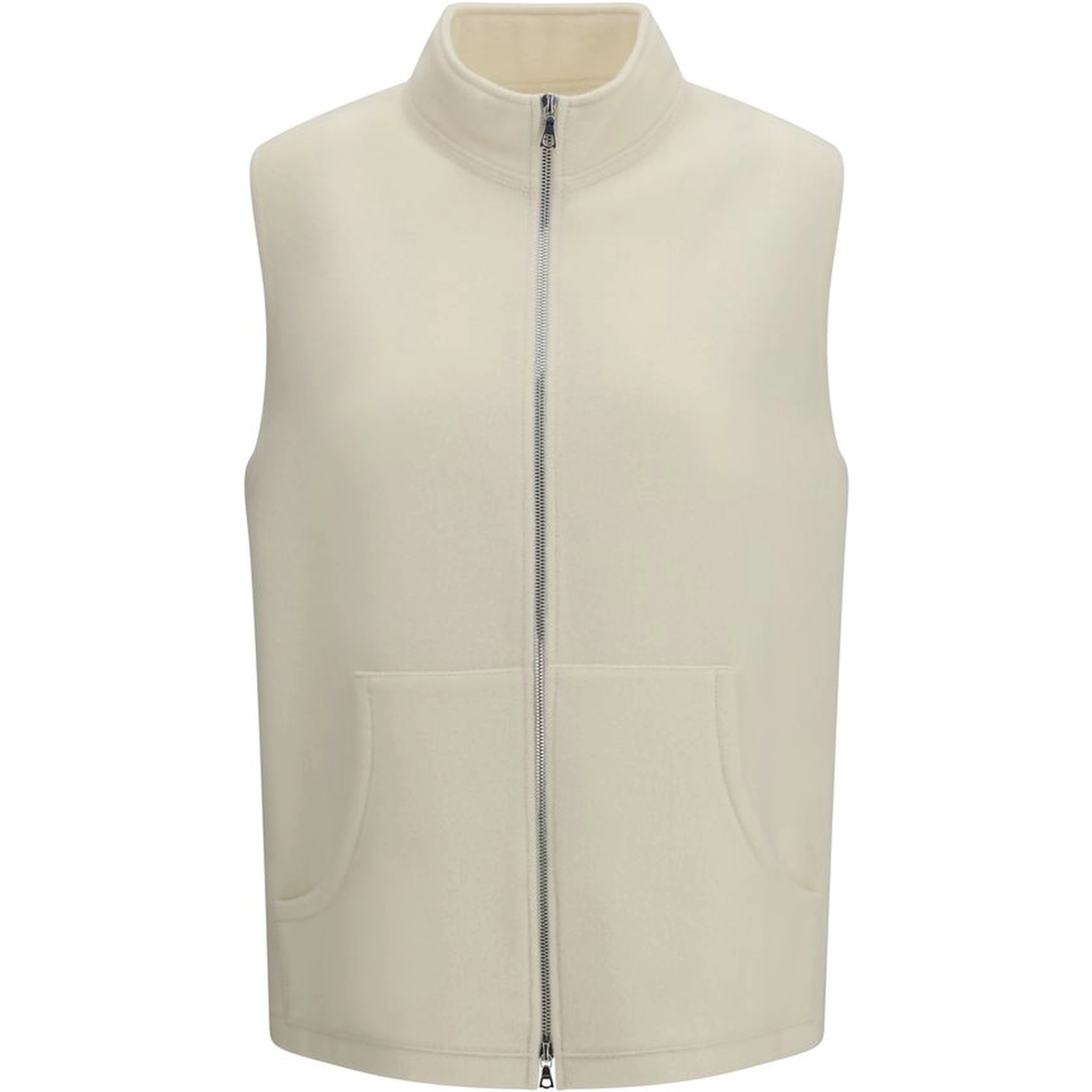 Beige Fleece Wool Sleveless Jacket