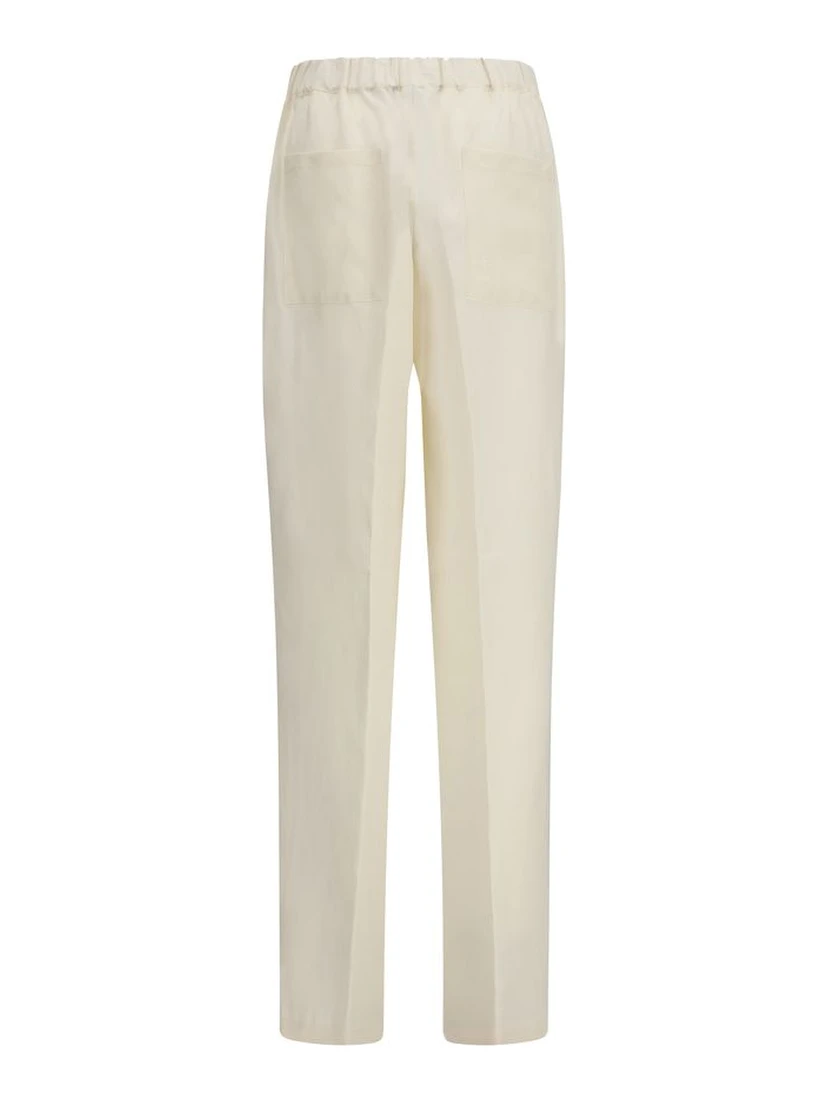 Beige Viscose Casual Pants