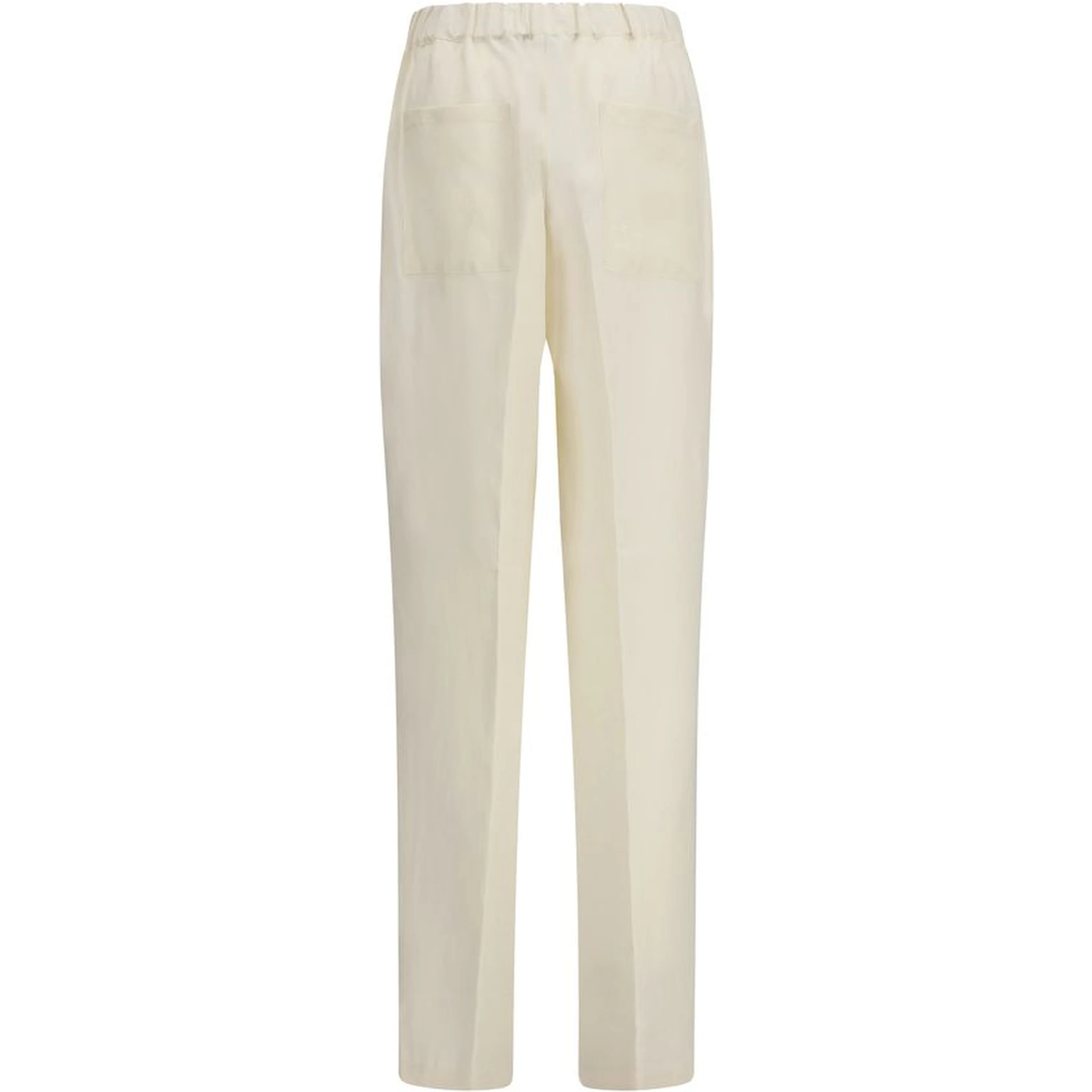 Beige Viscose Casual Pants
