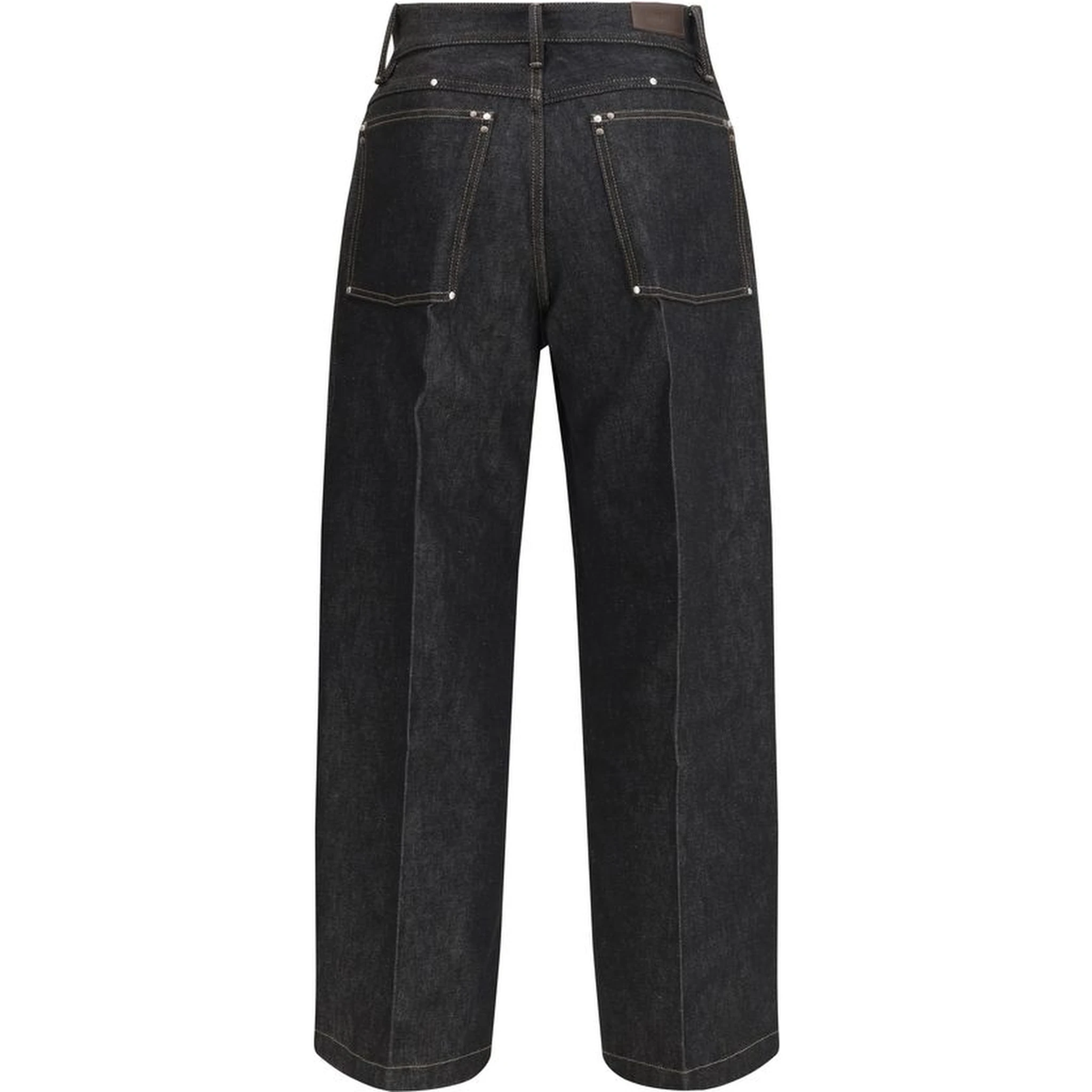 Blue Cotton Straight-Leg Jeans