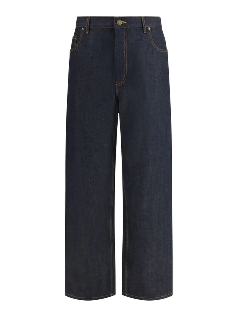 Blue Cotton Relaxed Fit Jeans