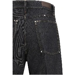 Blue Cotton Straight-Leg Jeans