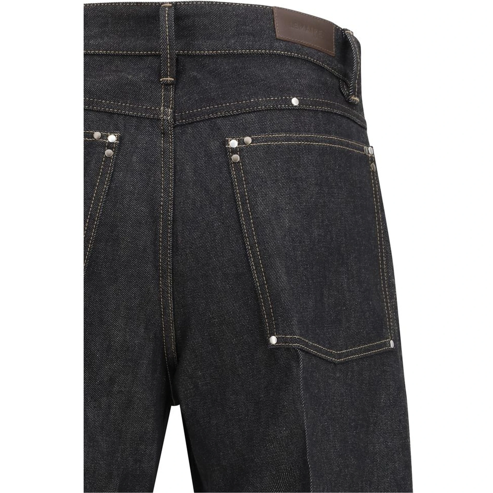 Blue Cotton Straight-Leg Jeans