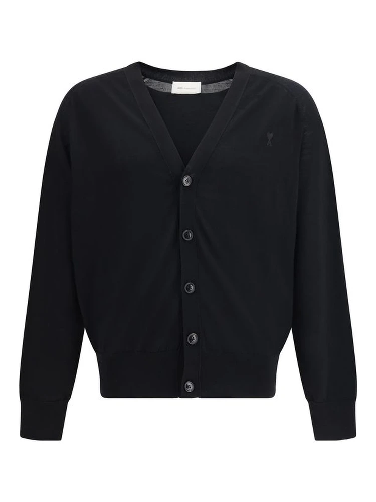 Black Merino Wool Cardigan