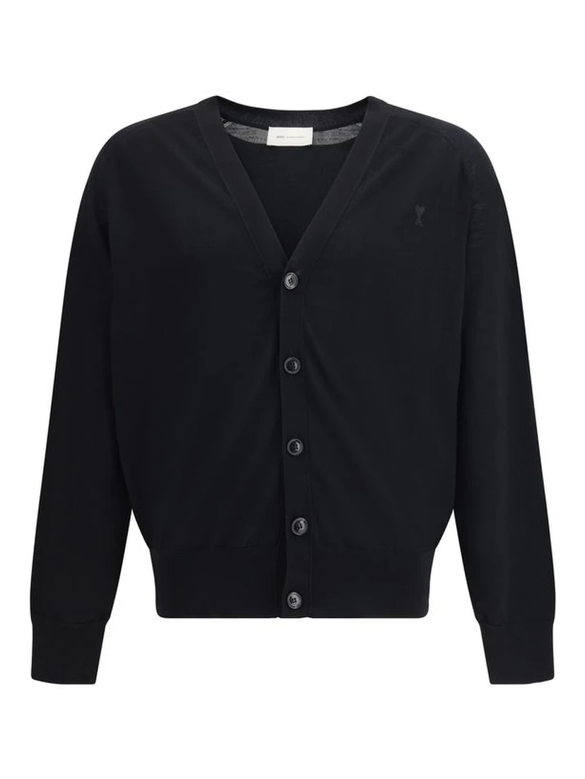 Black Merino Wool Cardigan