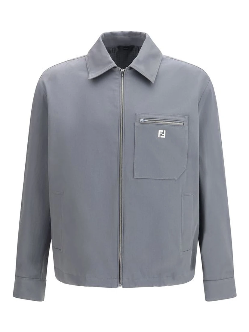 Gray Cotton Shell Jacket