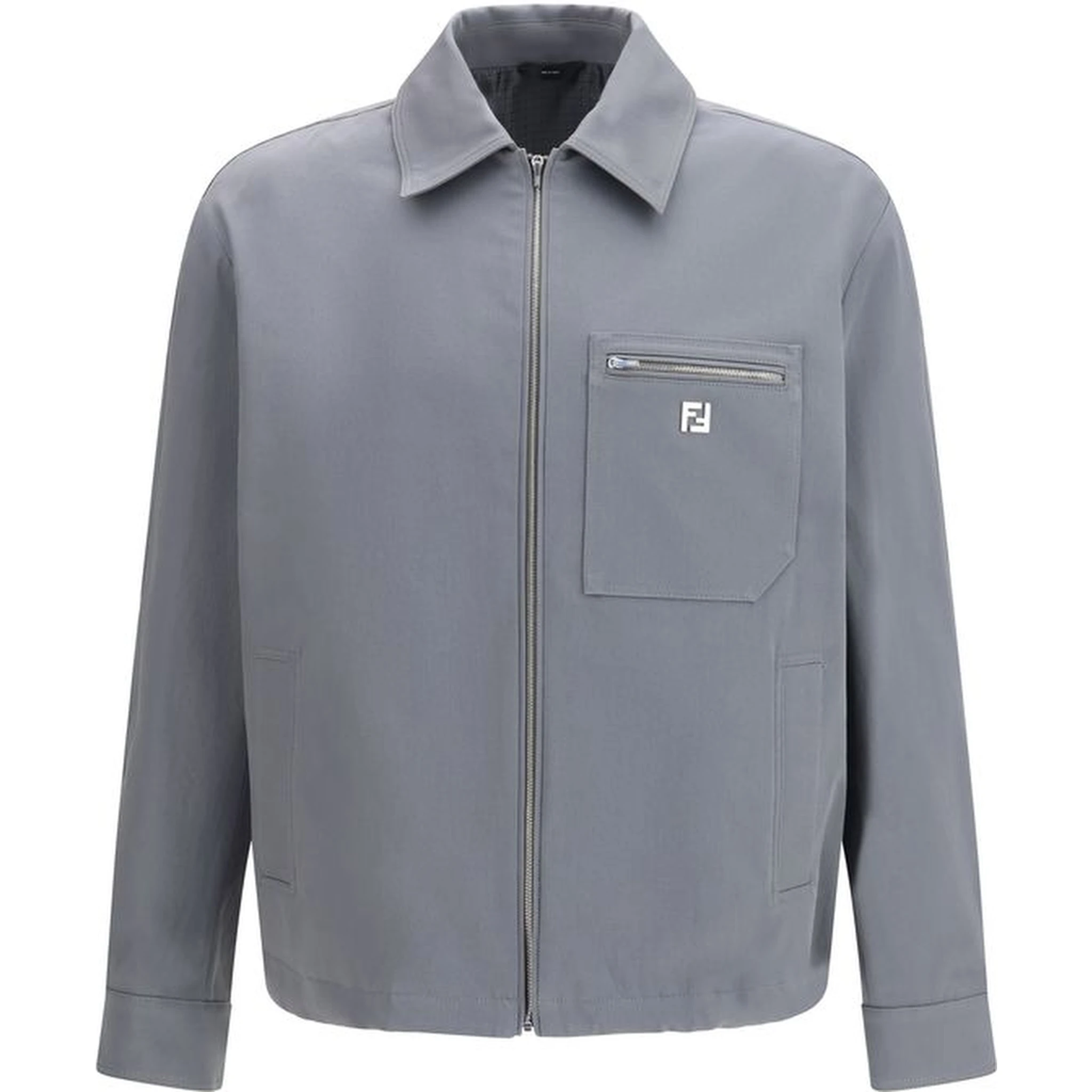 Gray Cotton Shell Jacket