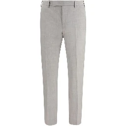 Gray Fleece Wool Dress Pants