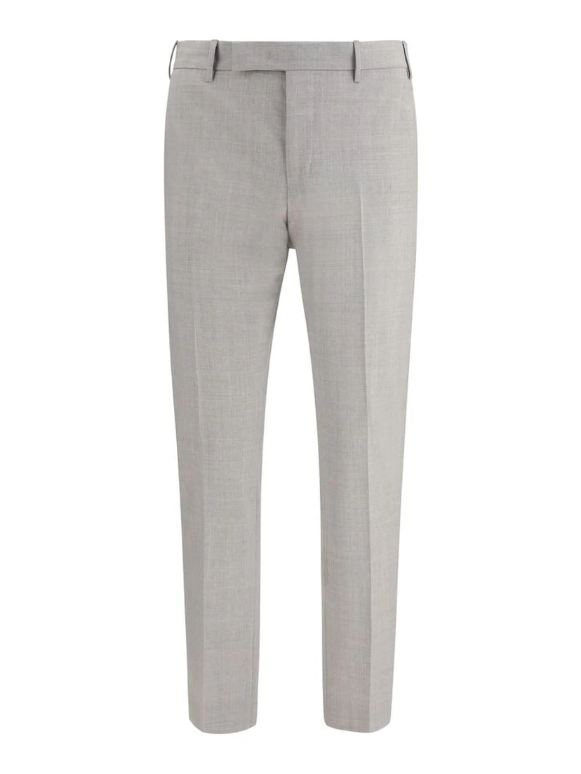 Gray Fleece Wool Dress Pants