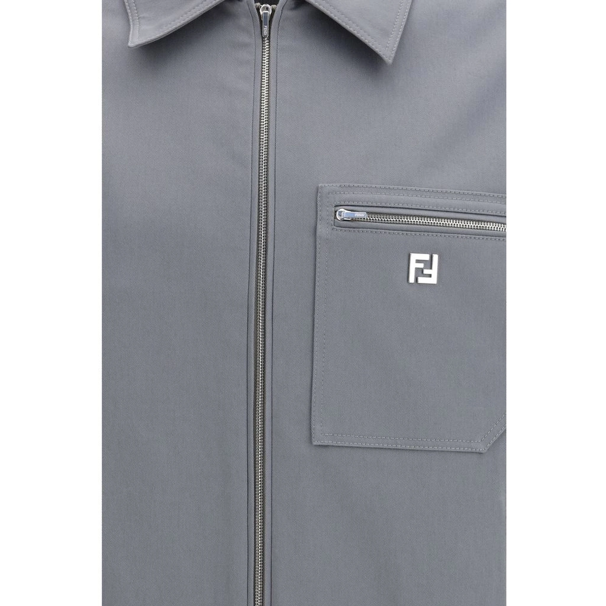 Gray Cotton Shell Jacket