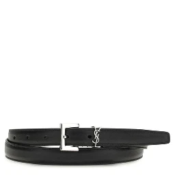 Black Calf Leather Bos Taurus Thin Belt