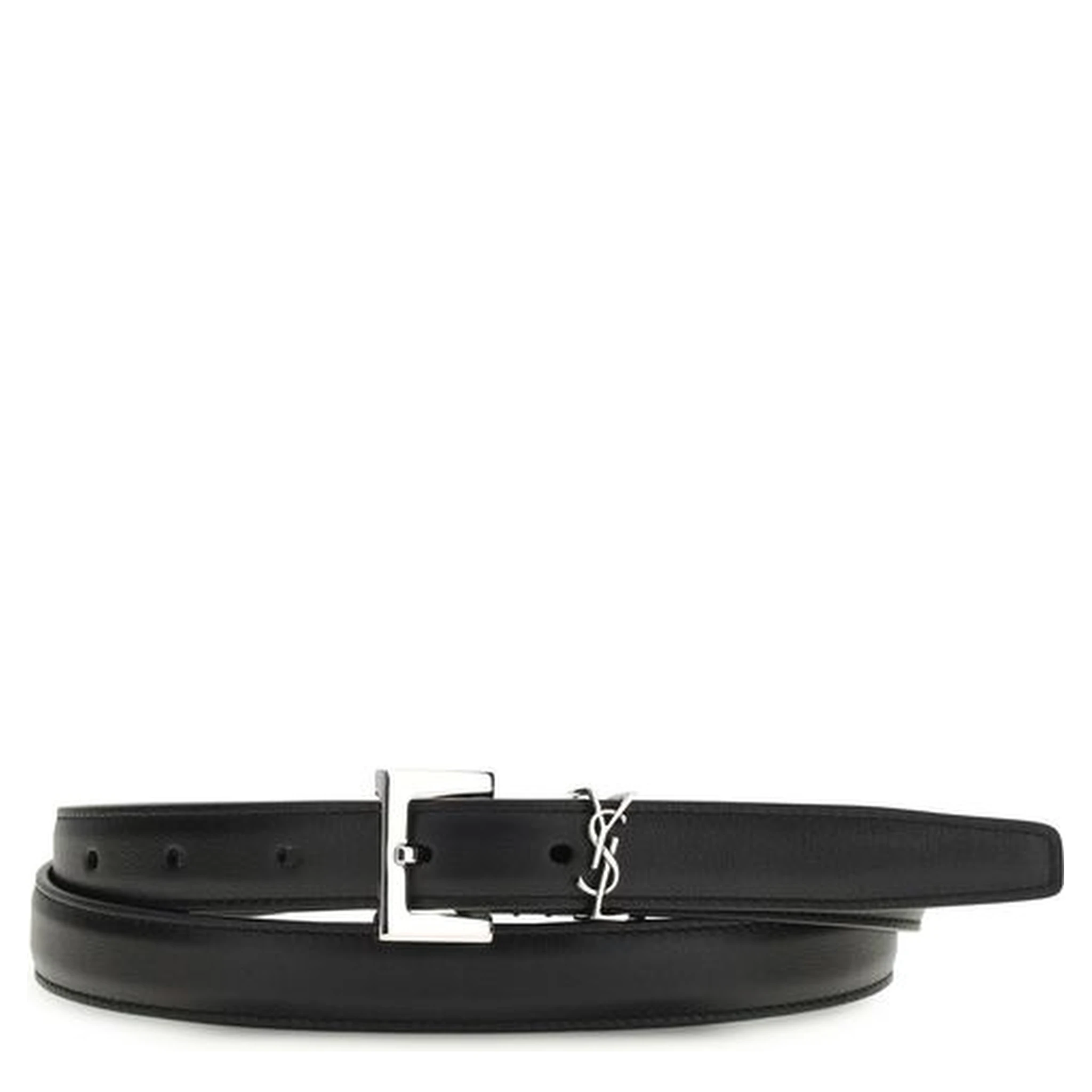 Black Calf Leather Bos Taurus Thin Belt
