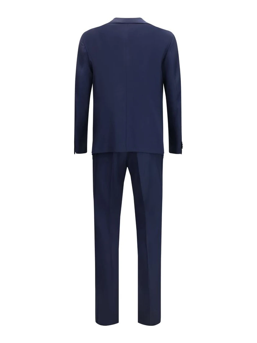 Blue Fleece Wool Two-Piece Suit