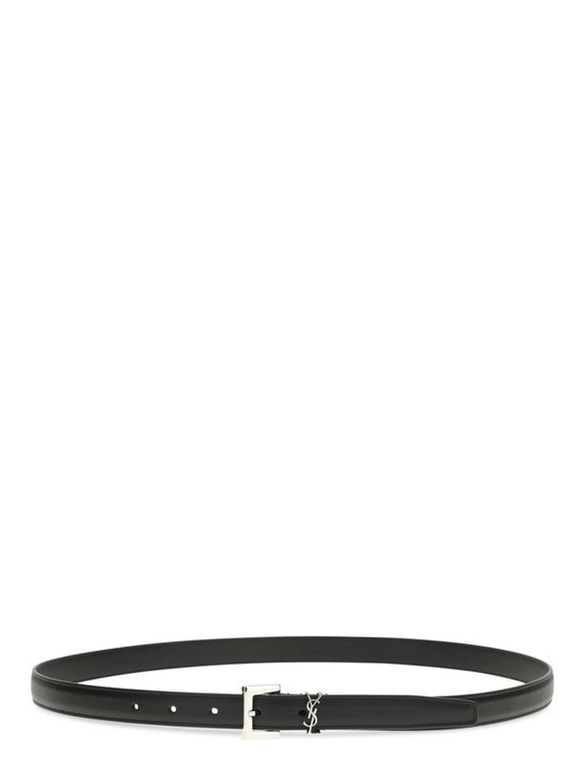 Black Calf Leather Bos Taurus Thin Belt