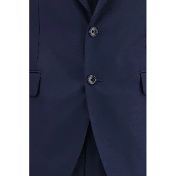 Blue Fleece Wool Two-Piece Suit