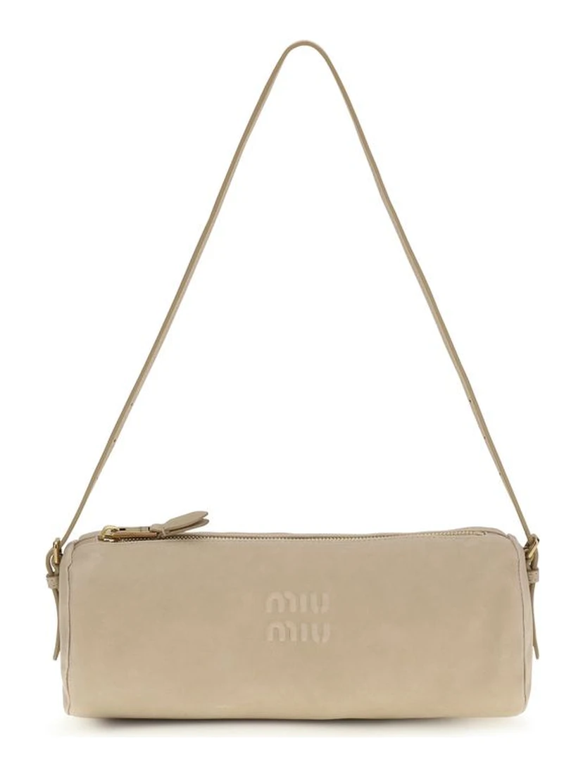 Beige Calf Leather Bos Taurus Shoulder Bag