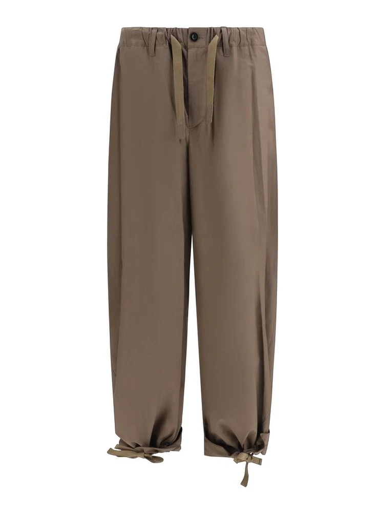 Brown Cotton Casual Pants