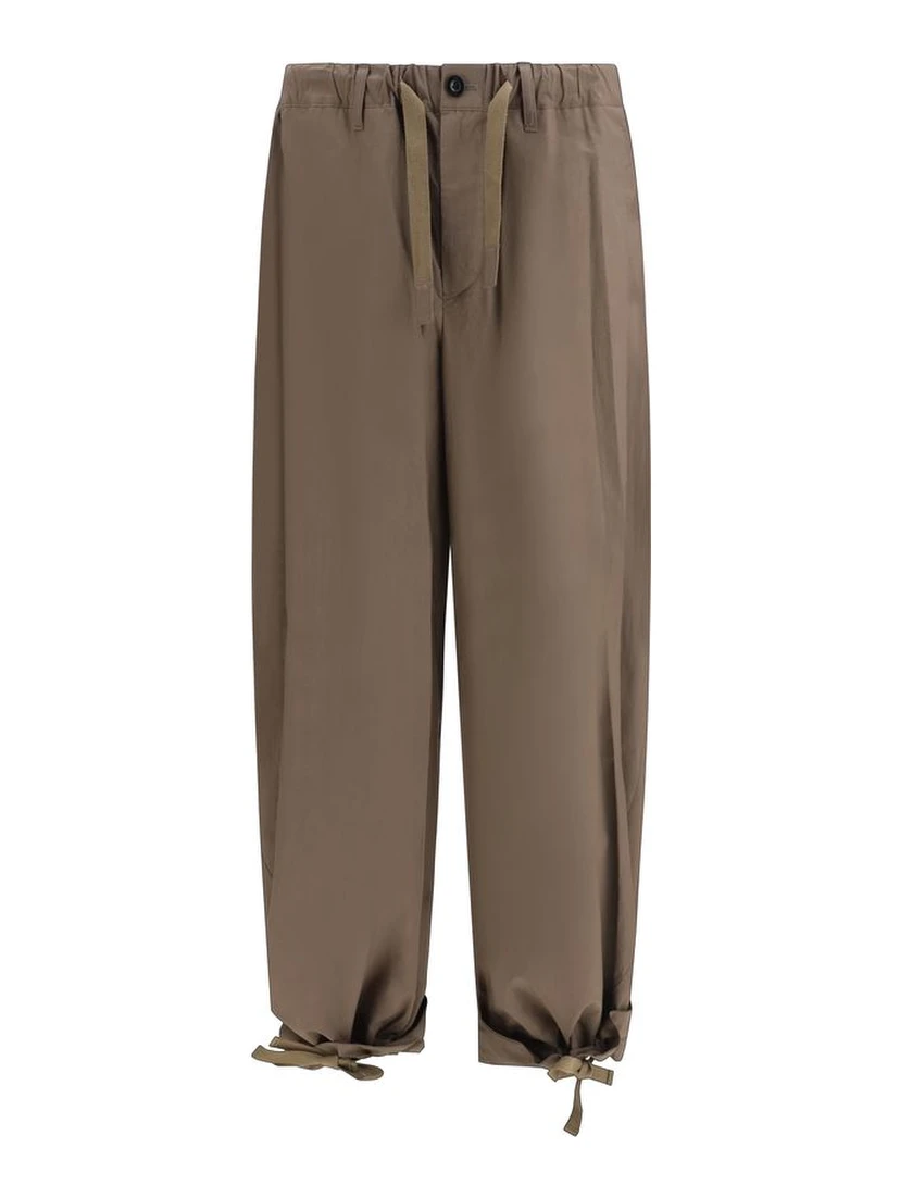 Brown Cotton Casual Pants